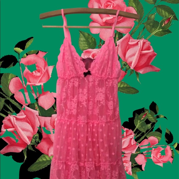 NWOT Betsy Johnson Polka Dot Pink Nightie - Picture 3 of 8